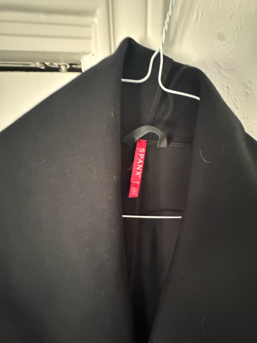 SPANX Black Draped Open-Front Cape with Faux-Leather Trim - Picture 5 of 5